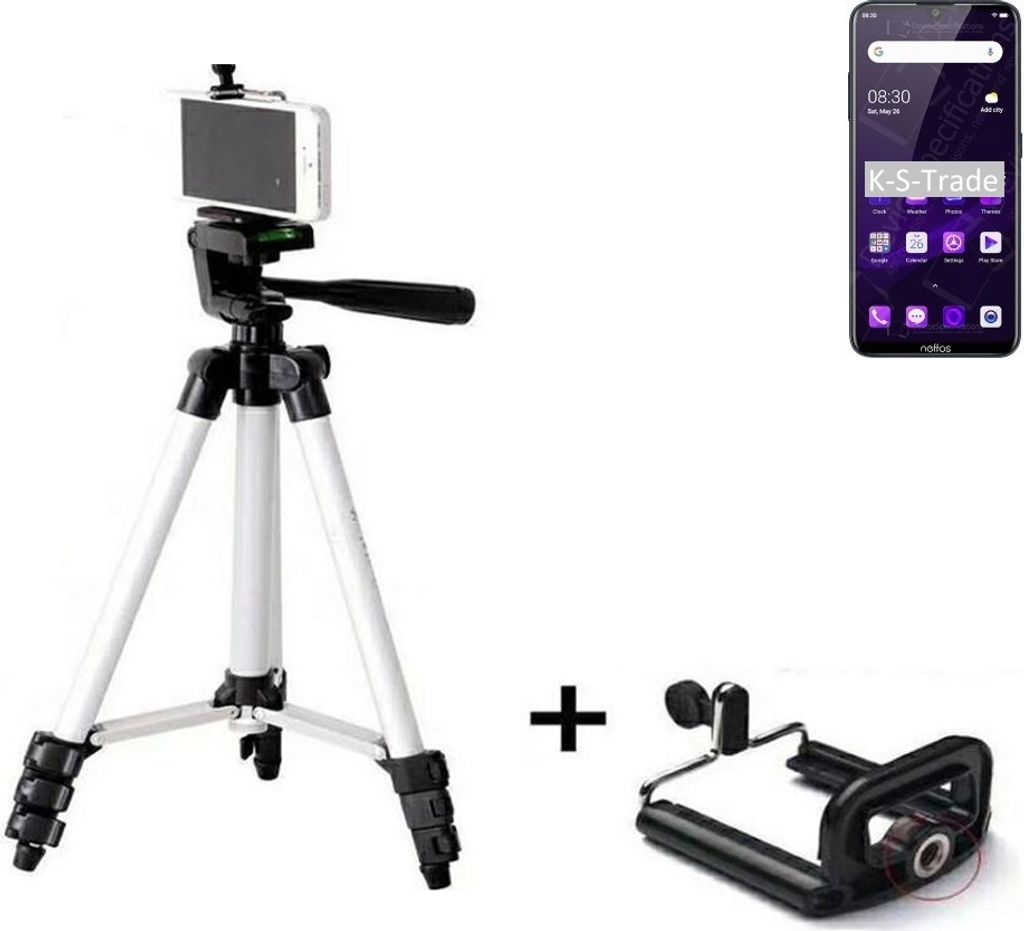 K-S-Trade Stativ Ständer Dreibein Handy-Stativ kompatibel mit TP-LINK Neffos C9s Mini-Stativ höhenverstellbar Tripod aus Aluminium (1x)