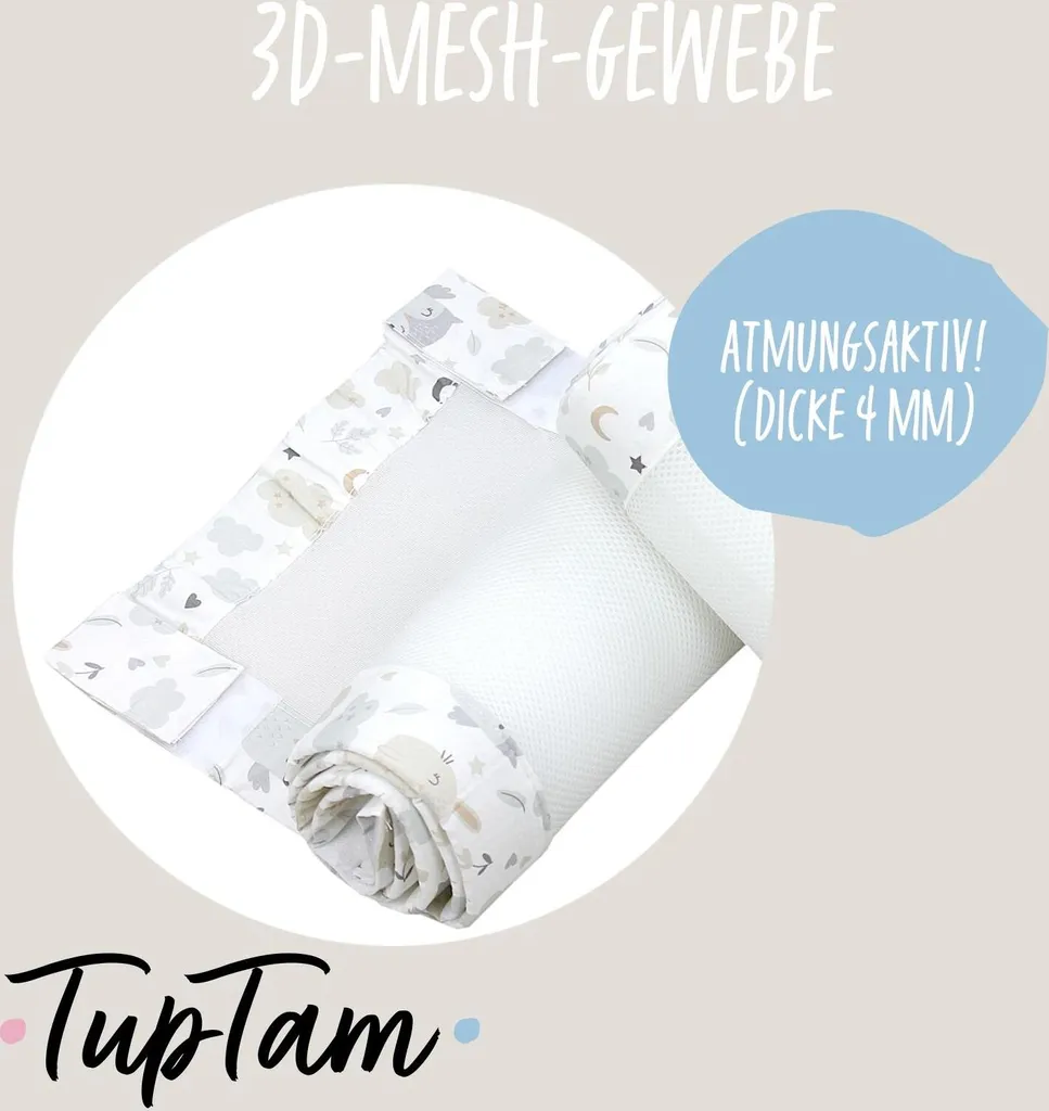 TupTam Barrière de Lit Bébé 3D Mesh 2 Pièces 128x30cm pour Lit 140x70