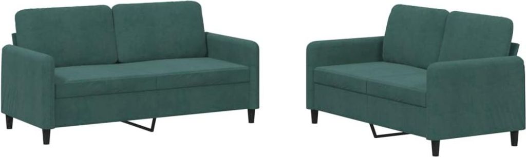 vidaXL 2-tlg. Sofagarnitur Dunkelgrün Samt