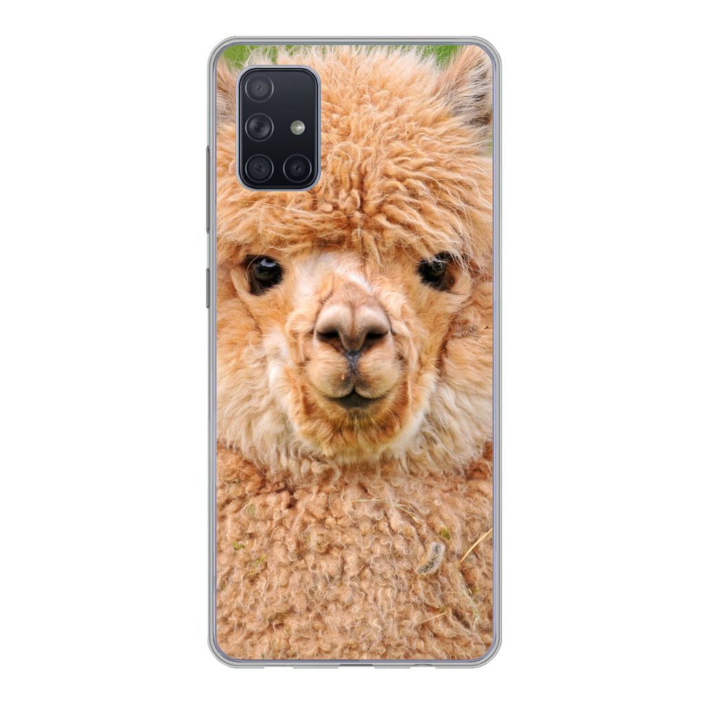 MuchoWow Handyhülle Schutzhülle Hülle für Samsung Galaxy A71 Alpaka - Wolle - Braun Silikon Softcase Handy Hülle - Kartenbesitzer