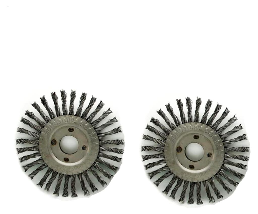 Stahlknoten-Drahtbürste, 2 Stück runde flache Rad-Drahtbürste für 125 mm Winkelschleifer