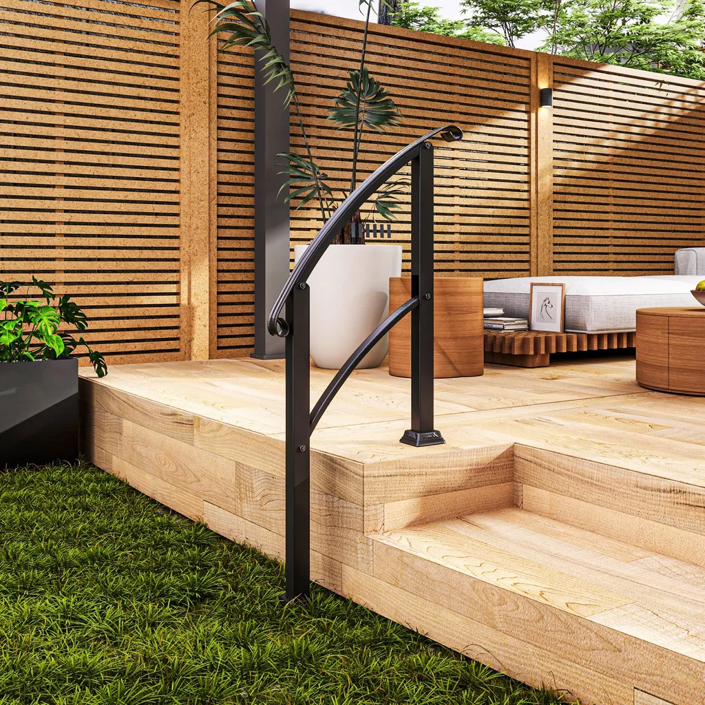 Appui escalier sécurisé pour marches extérieures noir mat kit complet - 4