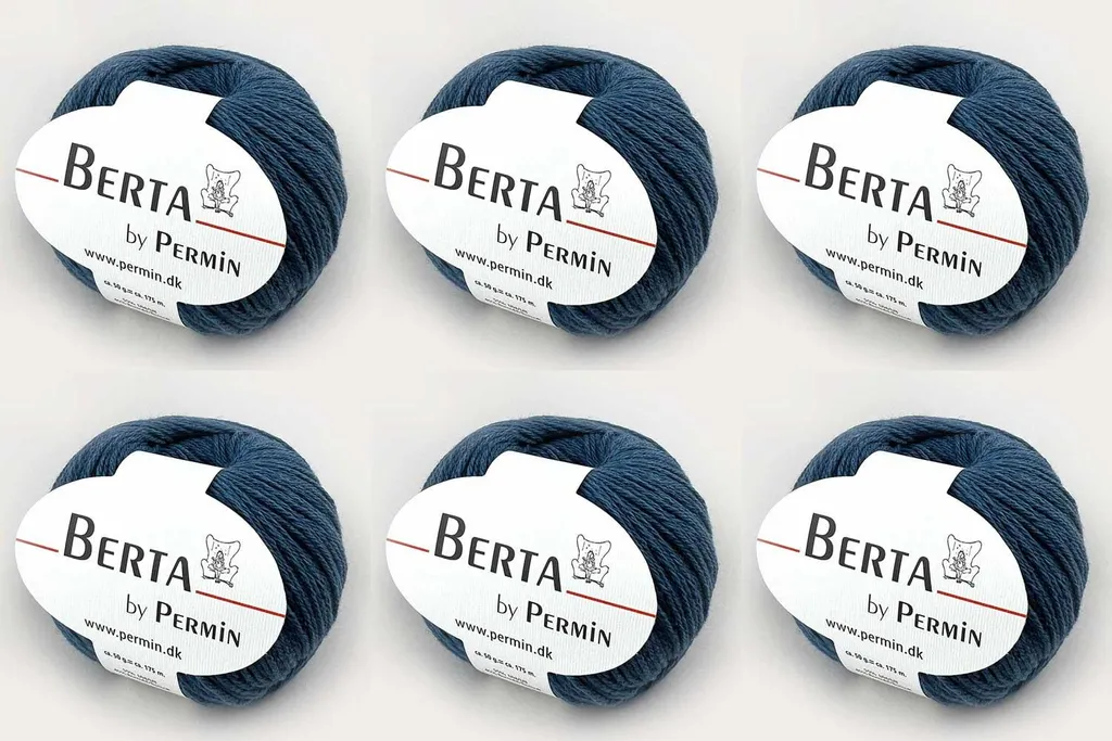 Laine Berta by Permin Bleu Marine Fil Coton Doux Anti-Irritation x6
