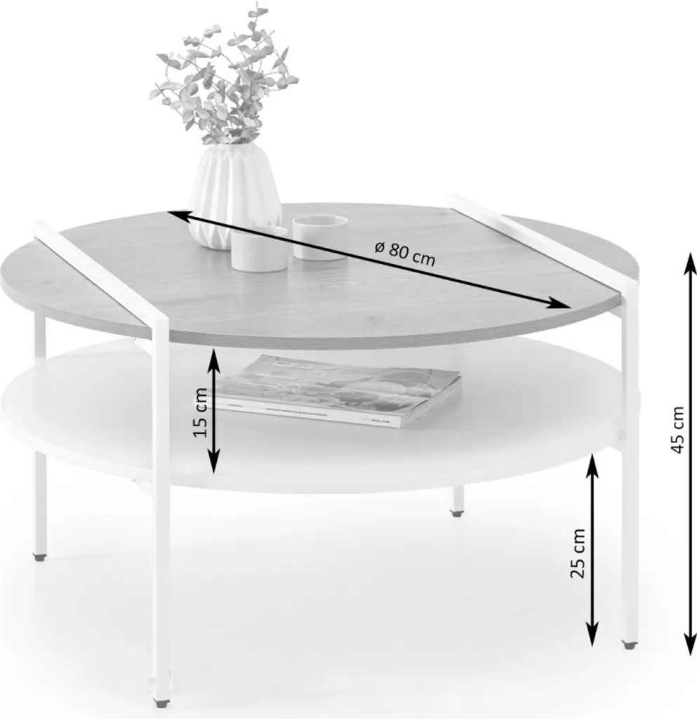 Table basse JOVITO bicolore chêne et noir 110cm - Structure renforcée