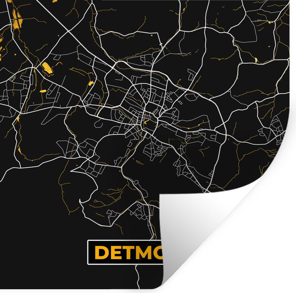 MuchoWow Wandtattoo Wandsticker Wandaufkleber Detmold - Stadtplan - Gold - Karte - Deutschland 30x30 cm Selbstklebend und Repositionierbar - Repo...