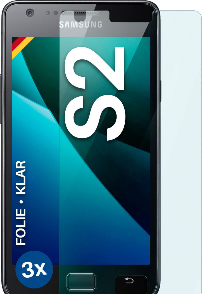 moex 3x Schutzfolie kompatibel mit Samsung Galaxy S2 - Displayschutzfolie dünn Folie, Klar