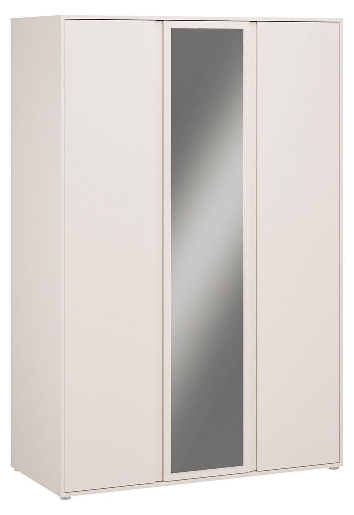 Furniture24 Kleiderschrank Lisson Lsqs731M-U60 Drehtürenschrank 129.5 X 193.7 X 60.2 Cm Mit Spiegel Sandbeige