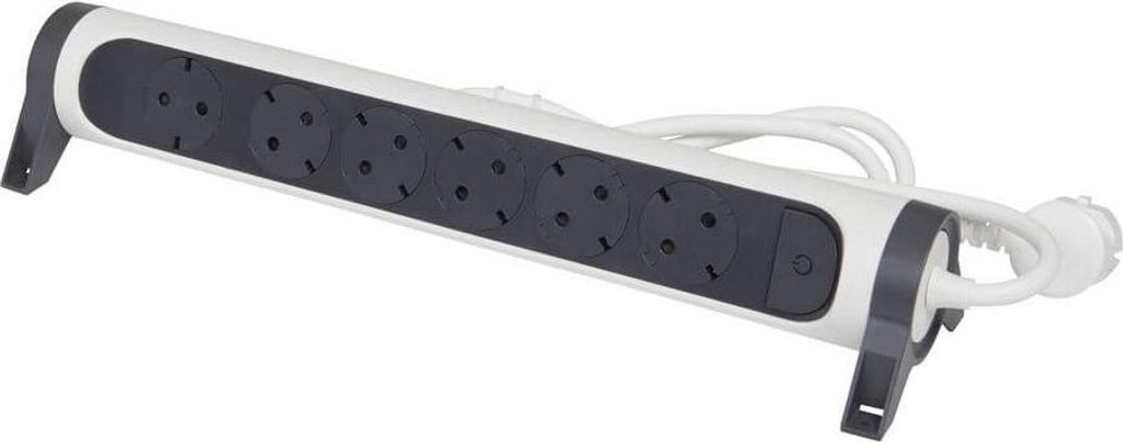 Legrand Drehbare Steckdosenleiste 6x Steckdose, 1,5m Kabel weiss-schwarz 694533