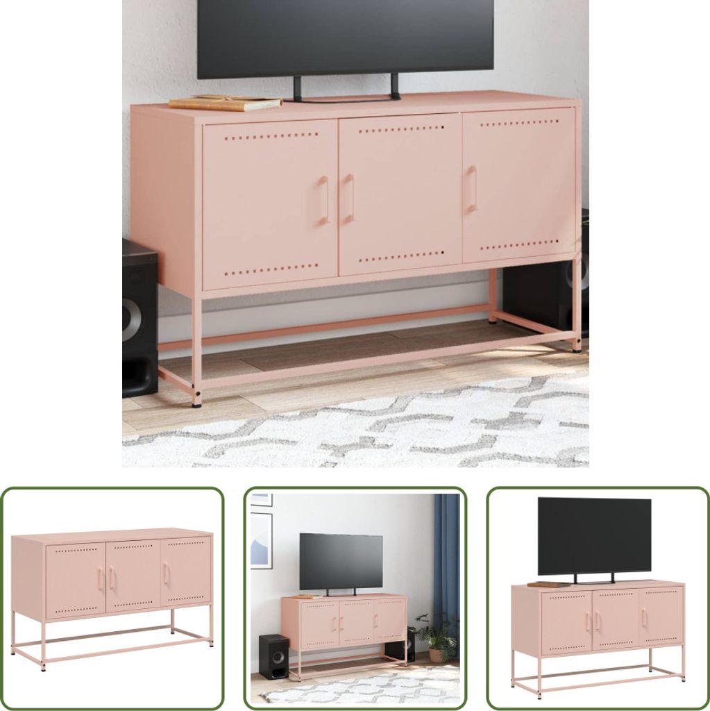 The Living Store TV-Schrank Rosa 100,5x39x60,5 cm Stahl