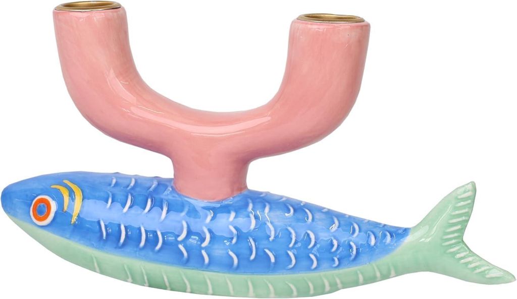 Soportes para velas de cerámica con forma de pez, Imagen del producto 