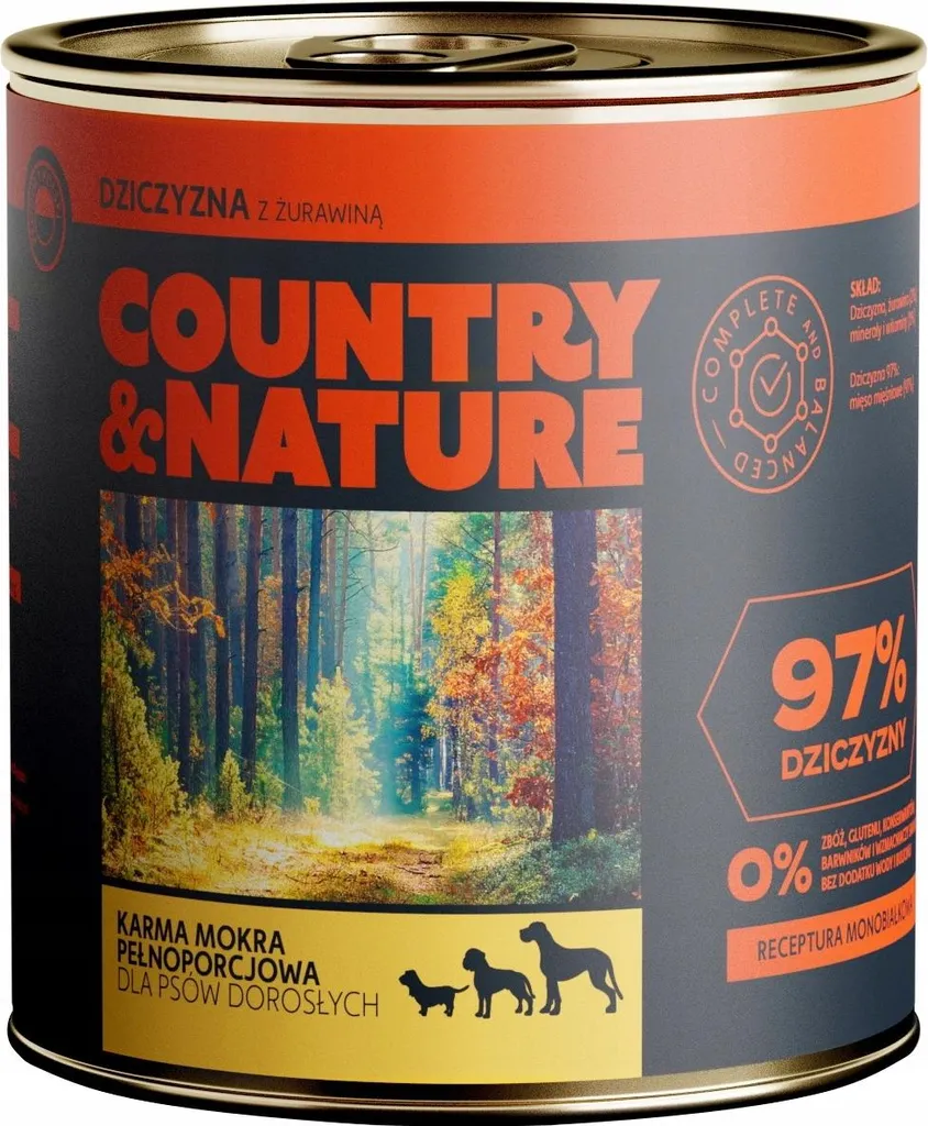 Paese e Natura 850g Cervo e Mirtilli Rossi | Umido Cane Alta Resa