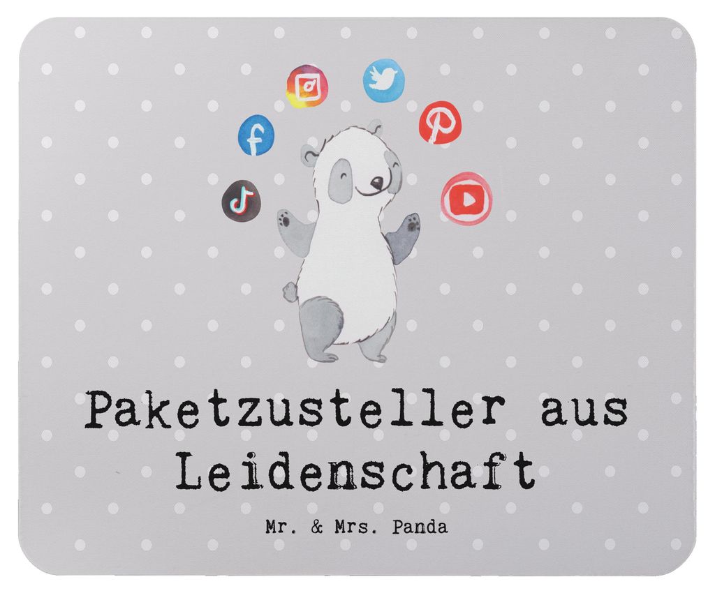 Mr. & Mrs. Panda Mousepad Paketzusteller Leidenschaft - Grau Pastell - Geschenk, mousematte, Witzig, Lustig, Mauspad, laptop, Paketbote, Mouse Pad,...