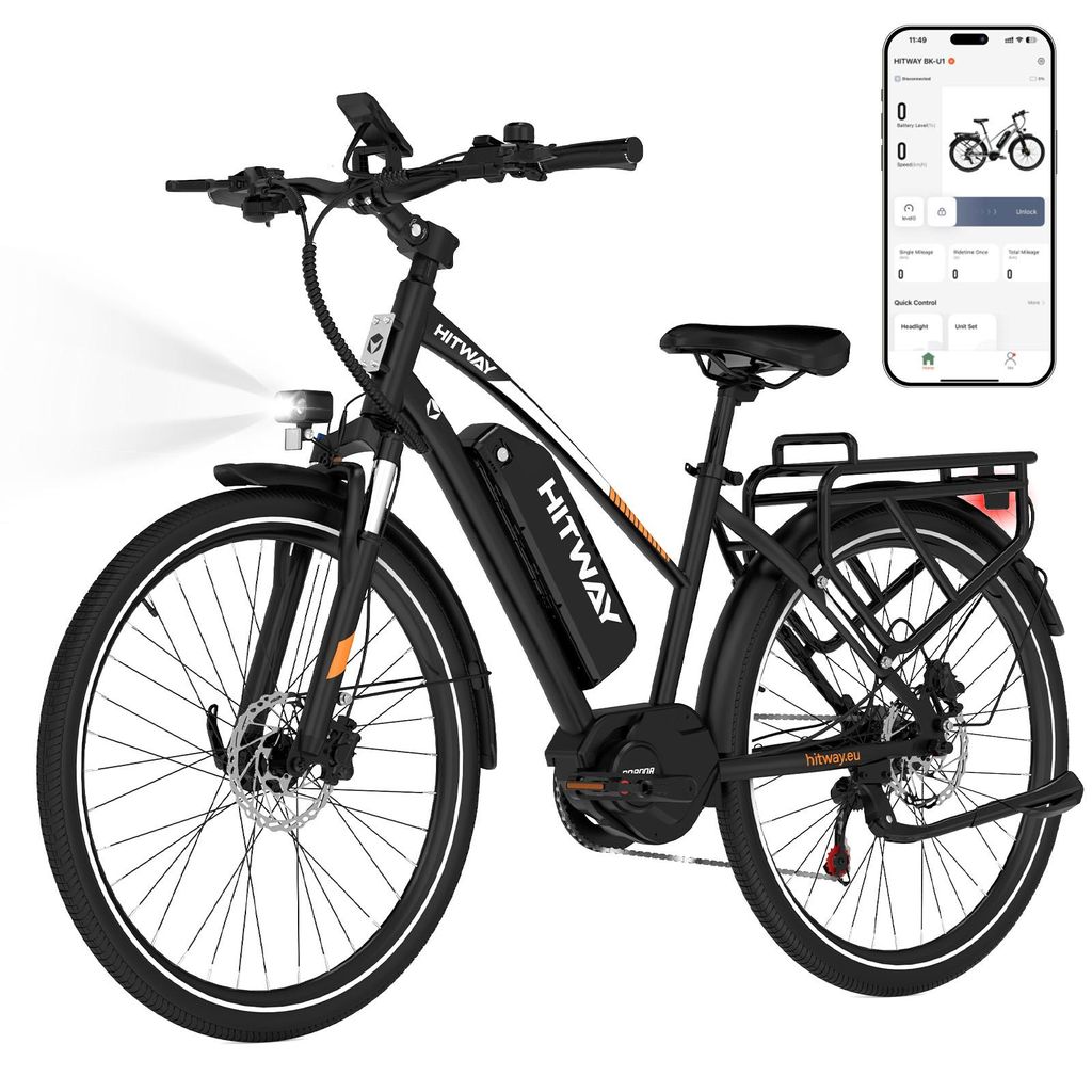 HITWAY BKU1 E Bike 27,5" x 2,2 Reifen Elektrofahrrad, 36V 13Ah Akku, Mittelmotor,7-Gang,25 km/h, 120-150 km Reichweite, Federgabel, Scheibenbremsen