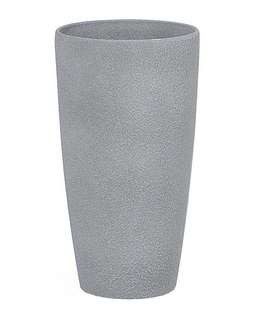 BELIANI Blumenkübel Grau 23 x 23 x 42 cm Steingemisch mit schlanker Form Rund Modernes Design