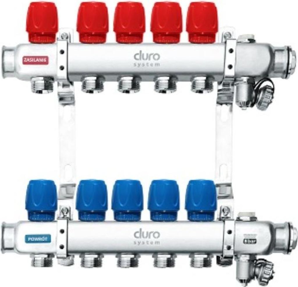 Duro | Verteiler R-5 - Abstand 210 Mm - Regulierbare Ventile - Fußbodenheizung - Heizkreisverteiler
