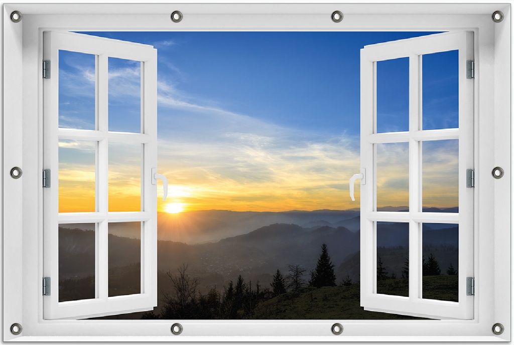 Wallario Outdoor-Poster für Garten oder Balkon 80 x 120 cm: Sonnenaufgang über dem Schwarzwald