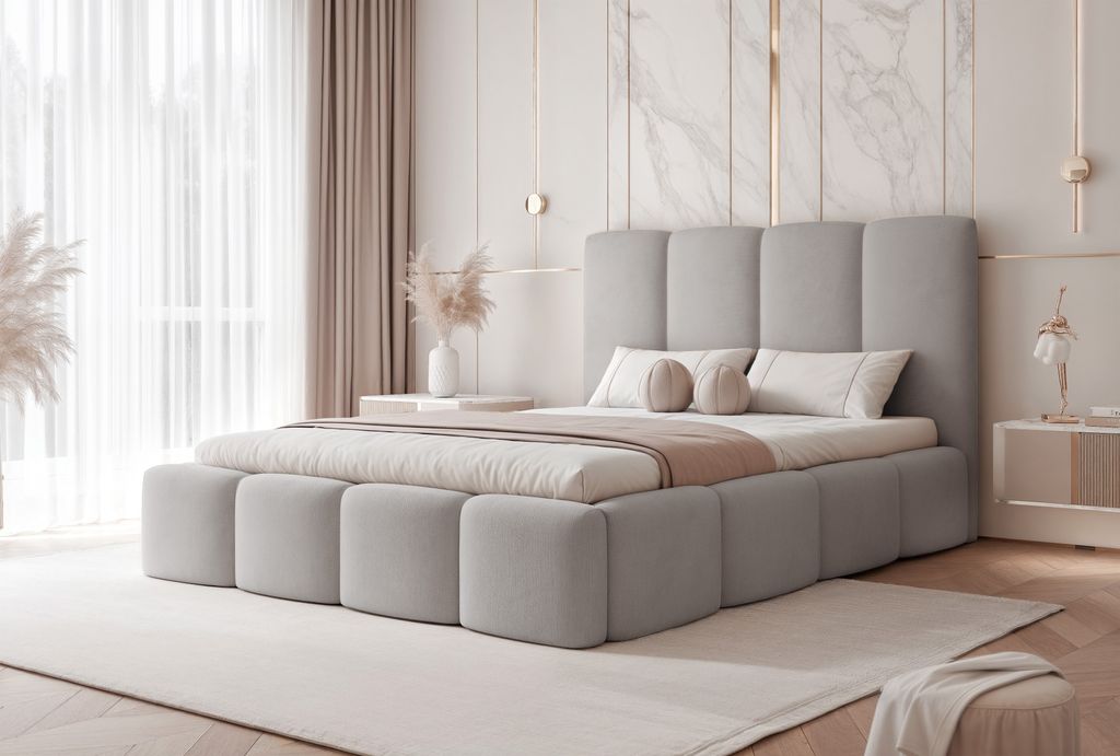 FURMEB24 Polsterbett MARO - 200 x 200 cm - HELLGRAU