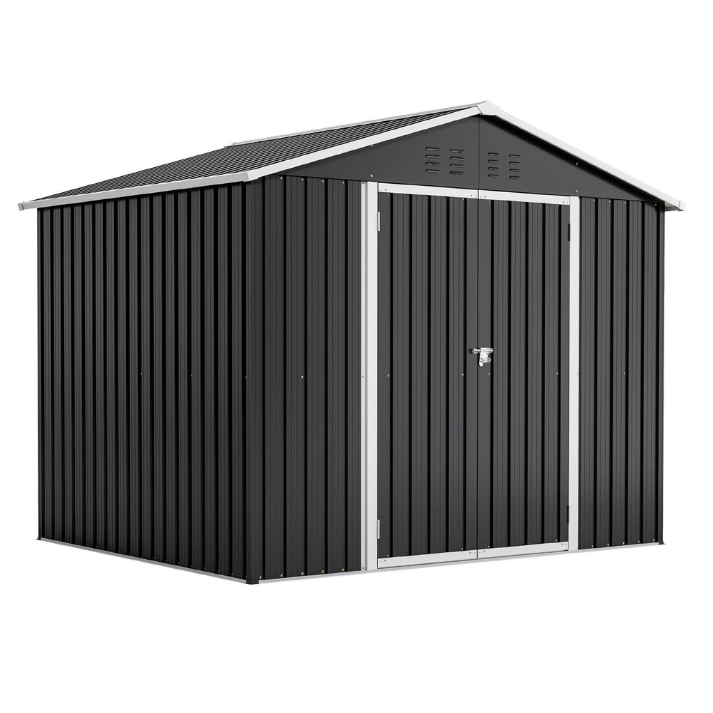 Geräteschuppen Gerätehaus XXL mit Fundament Satteldach Metall Schuppen Pultdach 9m³ Anthrazit