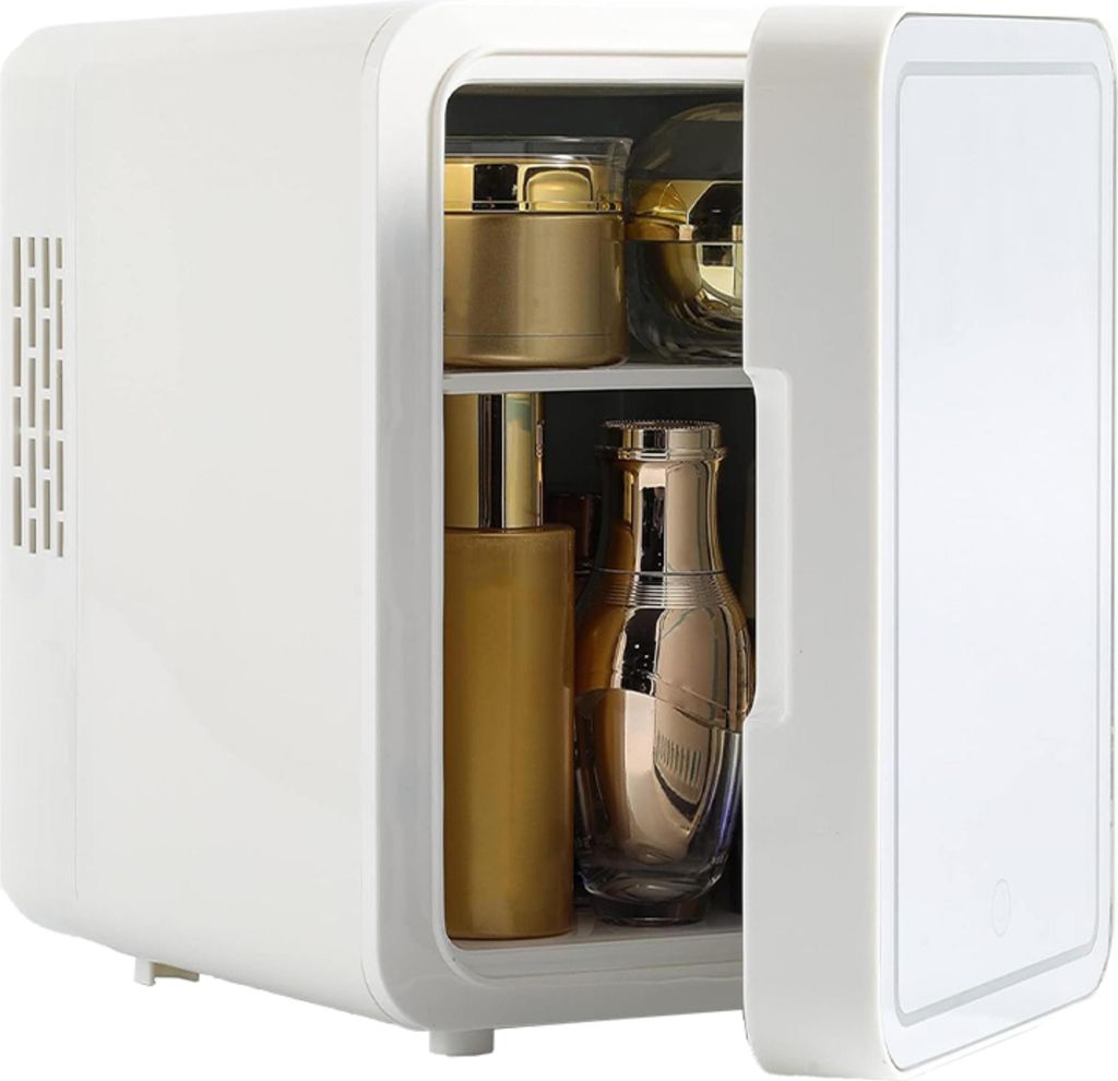 Zilan Mini Kühlschrank 4L Kosmetikkühlschrank mit Spiegel Schönheitskühlschrank Make Up Kühlschrank Kühlgerät Mini Minikühlschrank