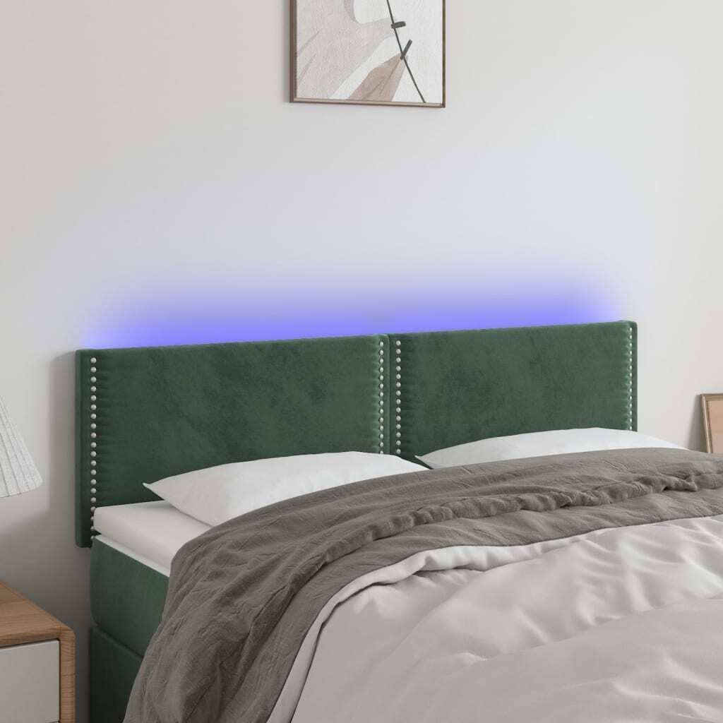 CLORIS Bettkopfteil LED Kopfteil Dunkelgrün 144x5x78/88 cm Samt, 9,1 kg