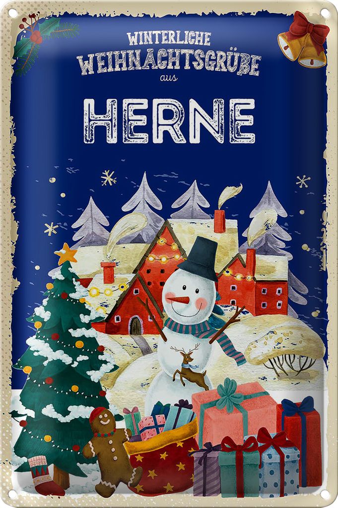 Blechschild Weihnachtsgrüße aus HERNE 18x12cm