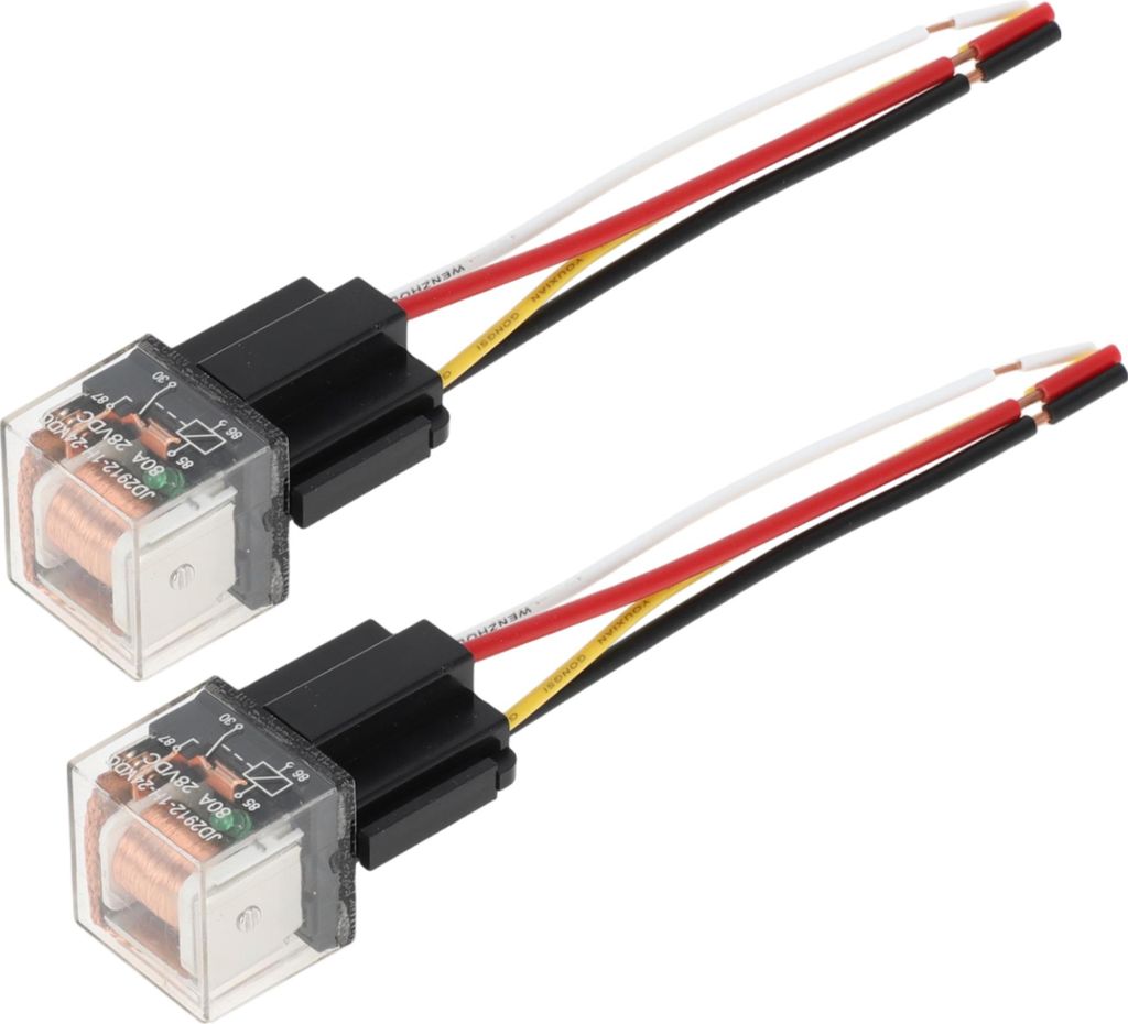 4 Pins 24V 80A 2 Stk. Auto-Relais mit Kabelbaumsteckdosen Wasserdichtes Auto-Relais Klar Schwarz