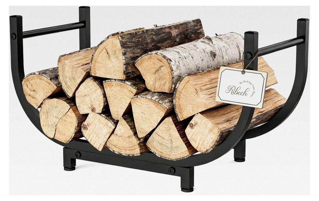 Metall-Brennholzregal | Feuerholz-Aufbewahrung für Innen und Außen | Stabiles Kaminregal für Wohnzimmer, Garten, Camping und Wohnmobil | Einfach...