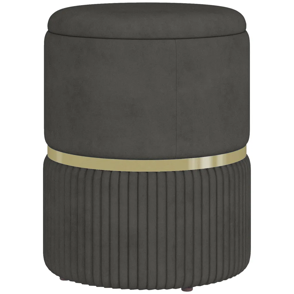 HOMCOM Pouf Tabouret Repose-Pied en Velours Côtelé Gris 36x36x44 cm