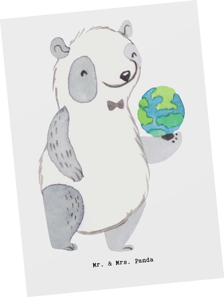 Mr. & Mrs. Panda Postkarte Meteorologe Herz - Weiß - Geschenk, Grußkarte, bildkarte, Ansichtskarten, Postkarten, Ansichtskarte