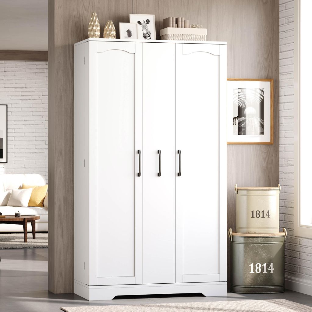 Armoire De Cuisine Haute 100x38x170cm – Gris/noir, Avec Rangement Pour Vin, Pratique !