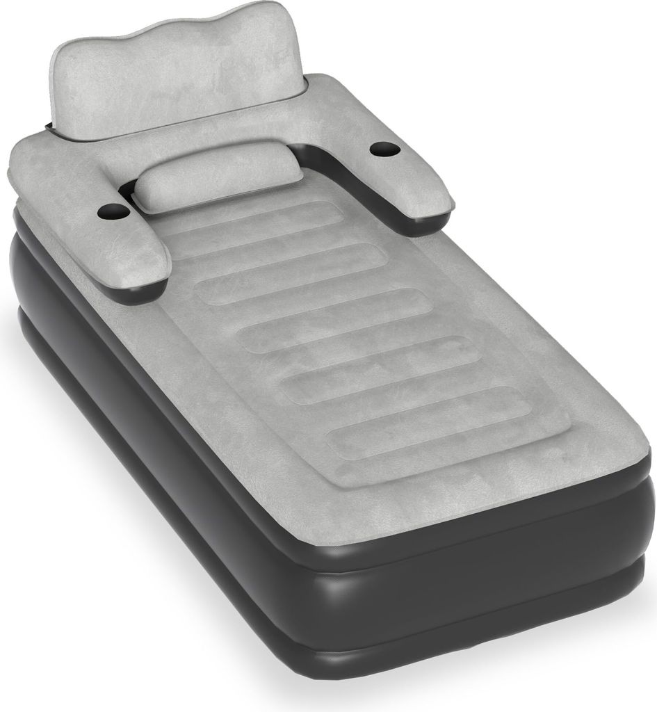 JOIEYOU Luftbetten 100x190x82cm Einzelbett Luftmatratze Selbstaufblasend mit Rückenlehne & Elektrischer Luftpumpe Schnelles Aufblasen/Ablassen Fal...