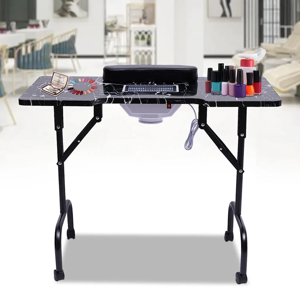 Table de manucure pliable et mobile pour salon d'esthétique à domicile - 3