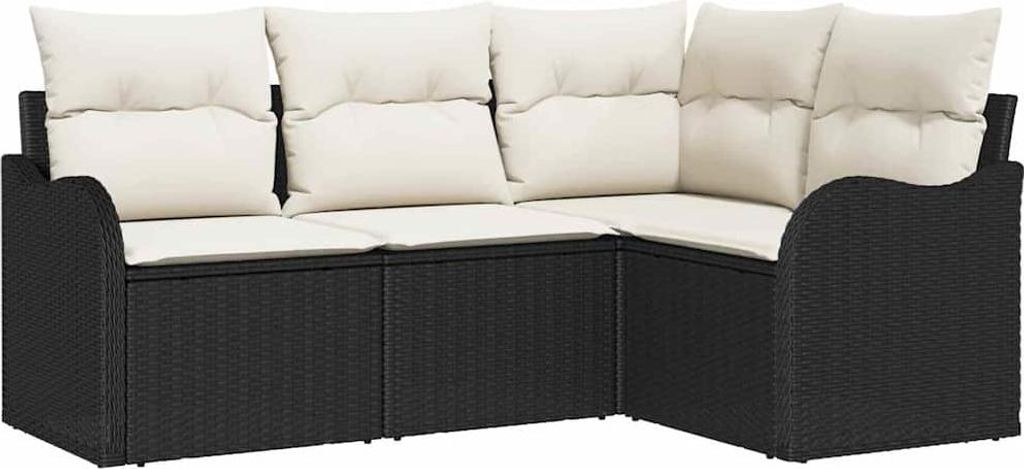 "WINTER SALE" Gartensofa-set - elegantes Design - Sitzgruppe mit Sofa, Tisch - 4 pcs Schwarz Poly-Rattan - Terassenmöbel NeuMöbel699374