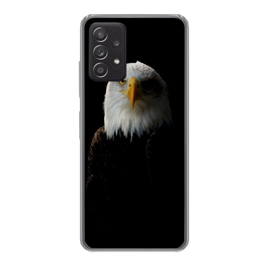 MuchoWow Handyhülle Schutzhülle Hülle für Samsung Galaxy A53 5G Adler - Vogel - Schwarz Silikon Softcase Handy Hülle - Schutzabdeckung