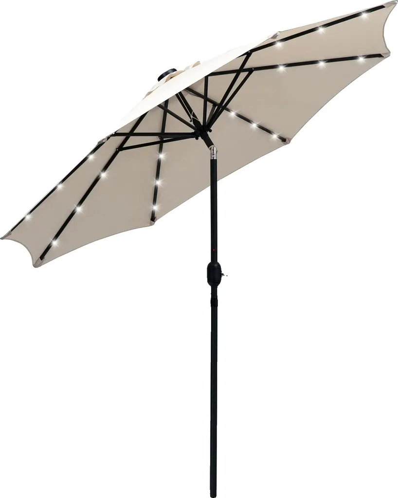 Parasol Solaire LED de Jardin Coloris Ivoire, Parasol Droit de Qualité