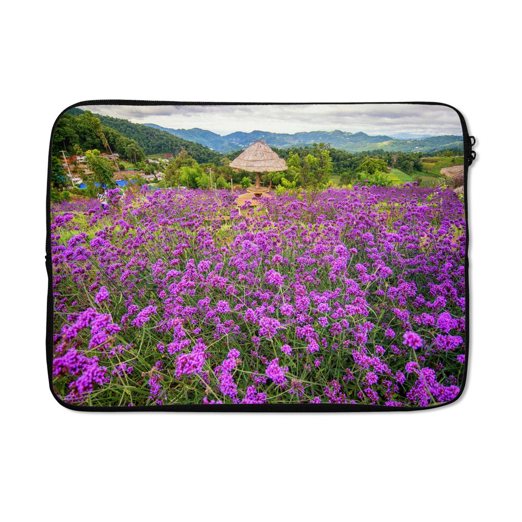 MuchoWow Laptop Hülle 14 ZollLandschaften mit violetten Geißblattblüten in Thailand Laptoptasche - Laptoptasche - Stoßsicher - Schutzhaube