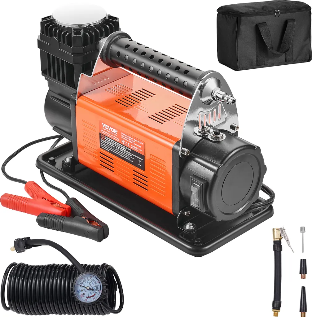 Pompe à air 12V VEVOR pour SUV et 4x4, débit 7,06 CFM avec sacoche