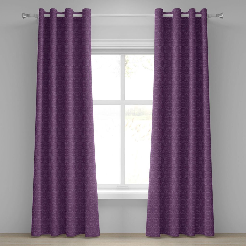 ABAKUHAUS Aubergine Ösenvorhang, Herrliche gut-gebildete Blumen auf purpurroter Hintergrund-Damast-Blumengesteck-Verzierung, Dekorative 2-Panel-Fe...