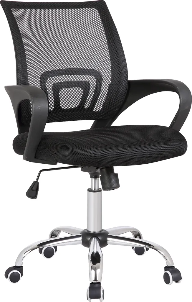 Casa Dolce Chaise de Bureau KORIAN Noir 46x52x97 cm Pivotante en Tissu