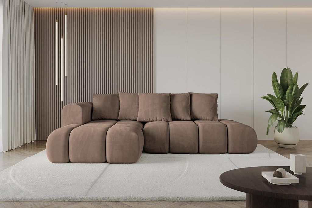 ALTDECOR Ecksofa mit Schlaffunktion und Bettkasten CLOUD-L-v1 280x185x90 Braun - Corner Sofa Bett Eckcouch Couch L-Form Schlafcouch Ausziehbar Wohn...