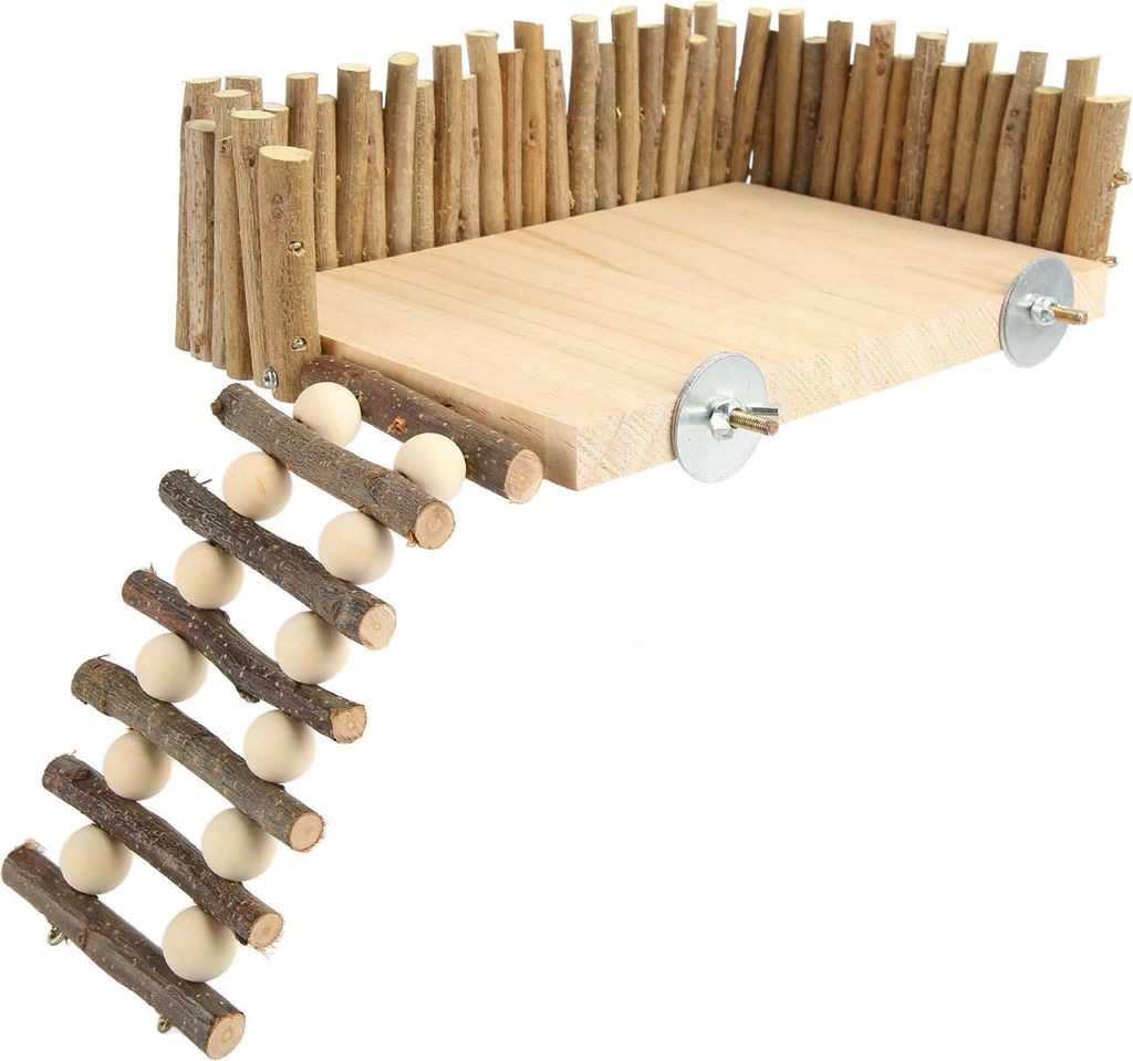 Hamsterkletterplattform Holzkauspielzeug kleiner Haustier -Aktivitätsplatz mit Zaun für Zuckergleiter Goldener Bärenschraube Typ