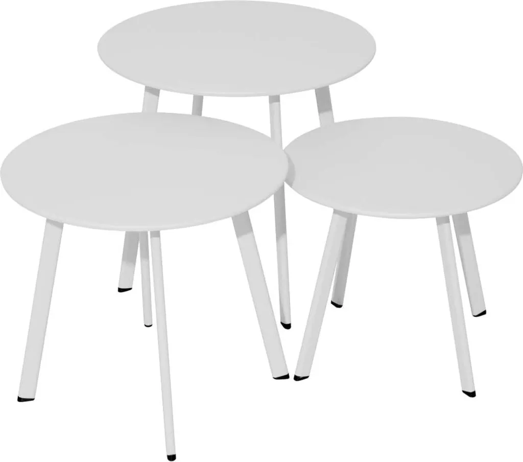 Table basse de jardin Massaï ø 45 cm en acier époxy blanc - Design pur