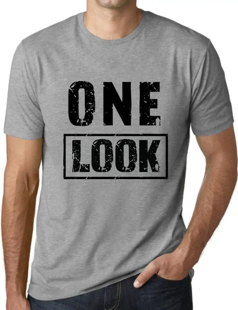 Herren Grafik T-Shirt Ein Blick – One Look – Öko-Verantwortlich Vintage Jahrgang Kurzarm Lustige Druck Geburtstag Geschenk Mann