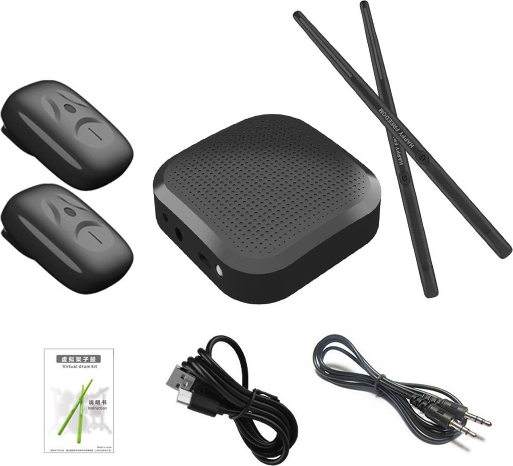 Virtuelles elektronisches Schlagzeug, elektrisches Pocket Air Drum Kit mit Drumsticks, Pedalen, Audiokonverter für Erwachsene, Kinder, Anfänger