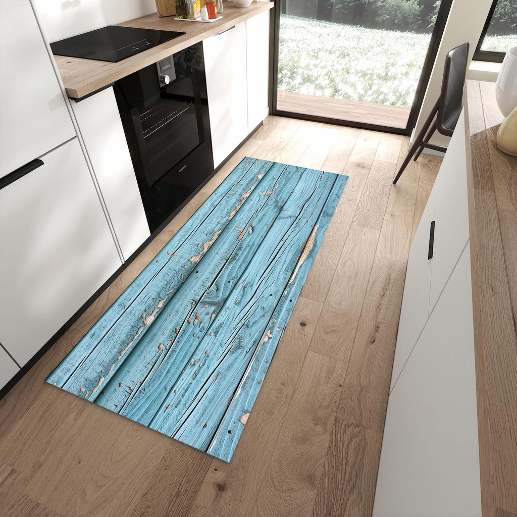 Küchenteppich 80x200cm rutschfest & abwischbar PVC Läufer - Verwittertes Holz