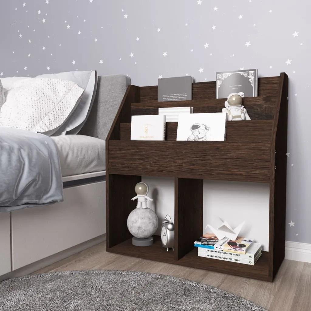 Rangement livres enfant bibliothèque chêne fumé pour chambre et salon