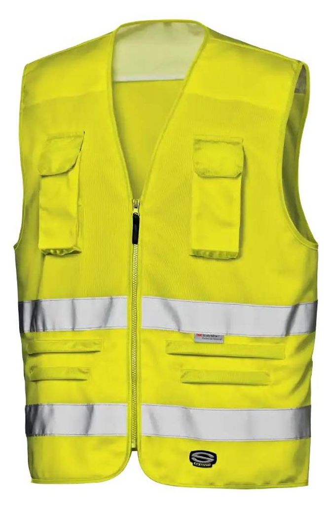Sir Safety Warnschutzweste EN ISO 20471 Klasse 2 mit doppelten Reflexstreifen, XXL, GELB