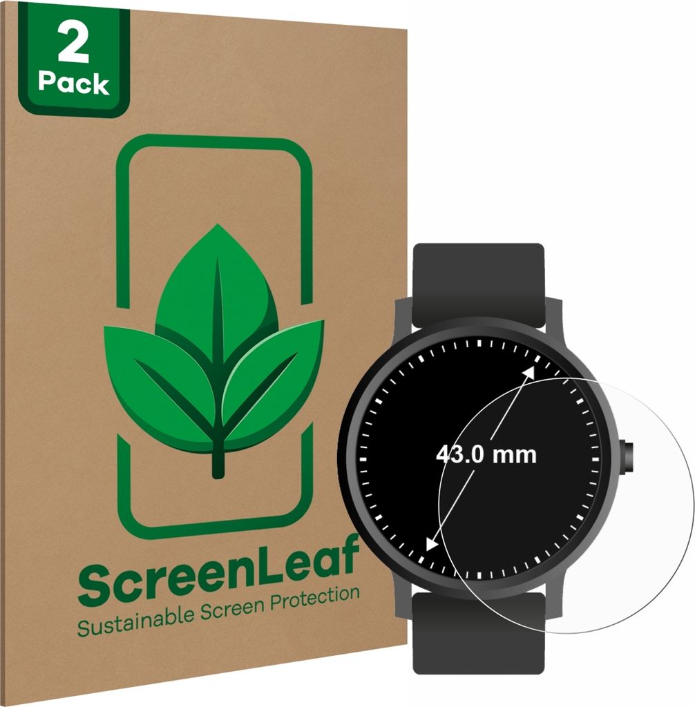 2x ScreenLeaf Schutzfolie für Kreisrunde Displays (ø: 43 mm) nachhaltiger Displayschutz Display Schutz Folie Klar Transparent