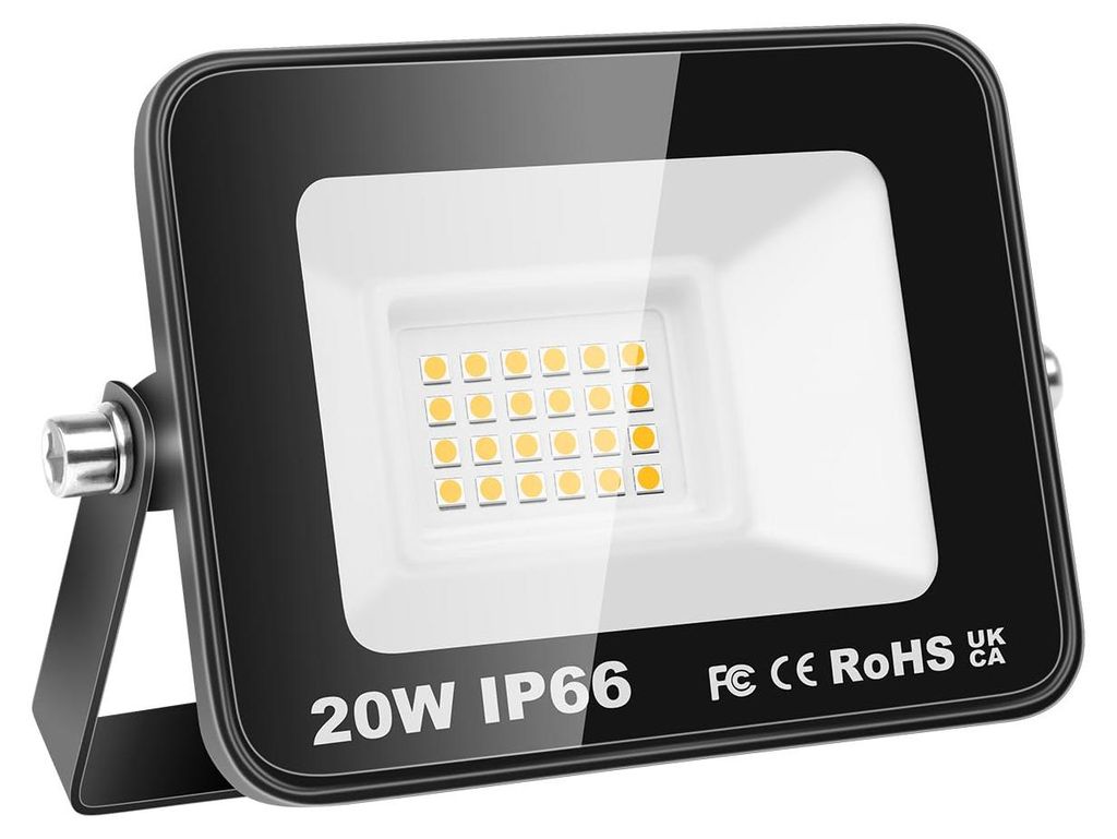 LED-Flutlicht 20W 2000LM Warmweiß IP66 Außenstrahler