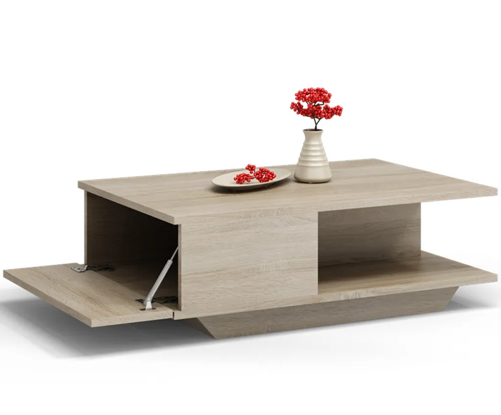 Table basse rectangulaire CUIFEN finition bois clair pour petit salon - 5